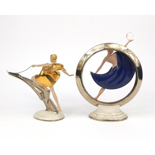 2222 - Two Franklin Mint figurines of Art Deco females comprising Starlight in Platinum and Eclipse, each f... 