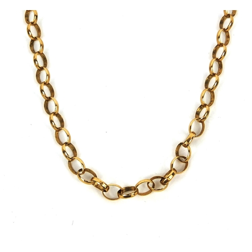 2554 - 9ct gold belcher link necklace and bracelet, the necklace 50cm long, 8.0g