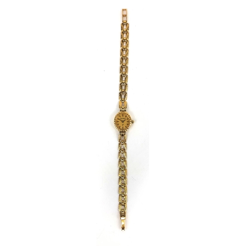 2582 - 9ct gold ladies Jean Pierre wristwatch with 9ct gold strap, approximate weight 10.5g