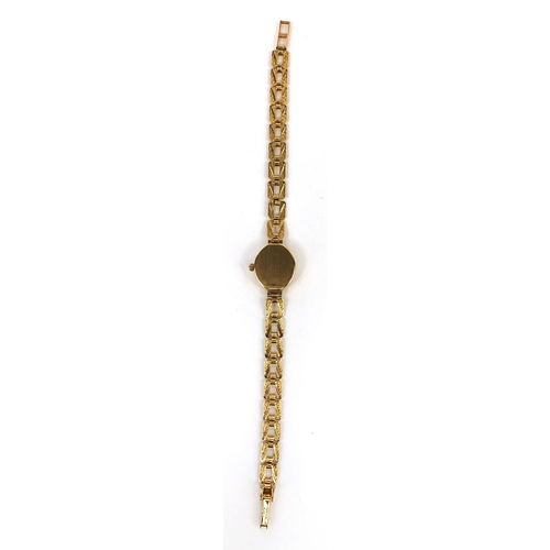 2582 - 9ct gold ladies Jean Pierre wristwatch with 9ct gold strap, approximate weight 10.5g