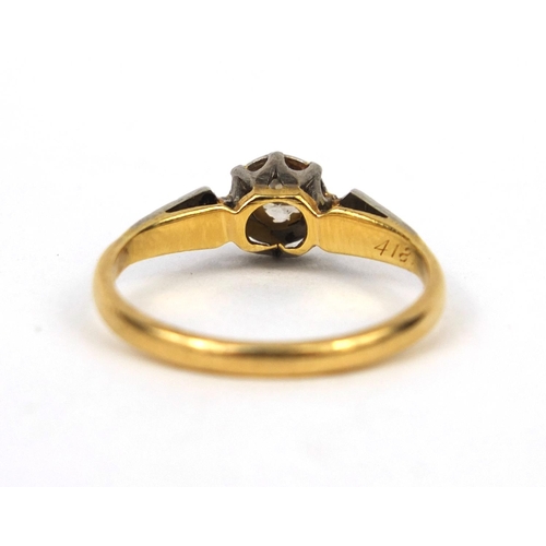 2574 - 18ct gold diamond solitaire ring, size M, approximate weight  2.6g