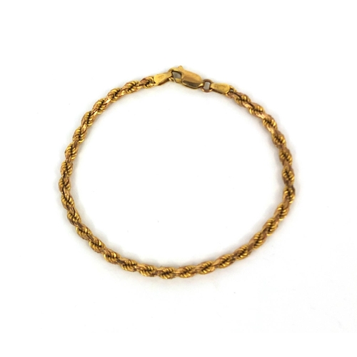 2572 - 9ct gold rope twist bracelet, 18cm long, approximate weight  8.0g