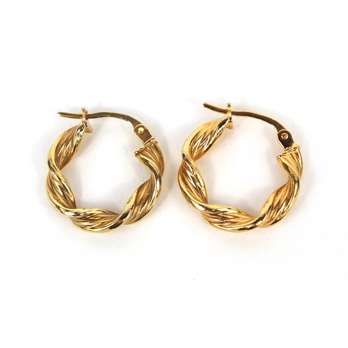 2668 - Pair of 9ct gold hoop earrings, 1.8cm in diameter, approximate weight 1.2g