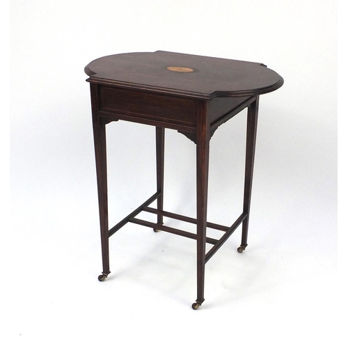 2056 - Inlaid rosewood occasional table fitted with a frieze drawer, raised on fluted legs, 68cm high x 60c... 