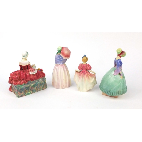 2172 - Four Royal Doulton figurines comprising Penelope, Miss Demure, Sweeting and Pantalettes, each either... 