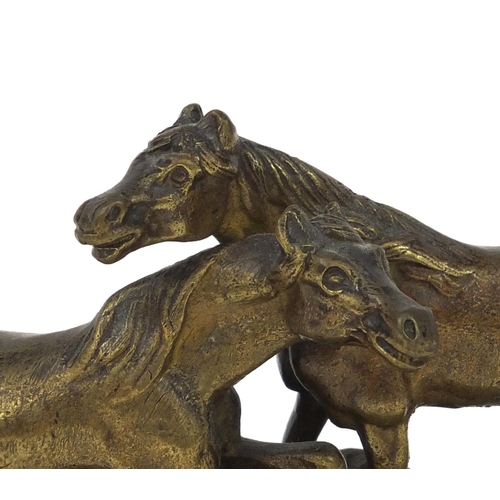 2275A - After Mene, bronze study of two horses, 12.5cm wide