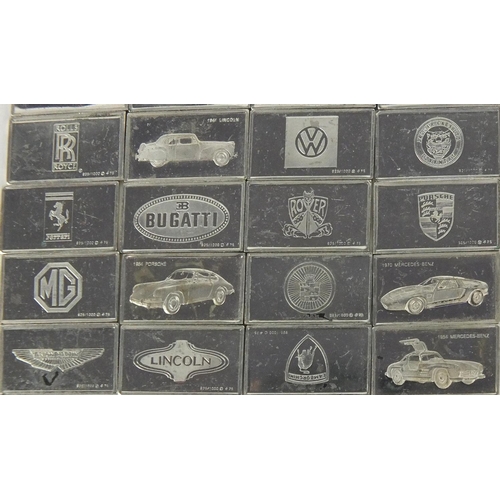 2423 - Twenty four silver car ingots including Bugatti, Lincoln and Porsche examples