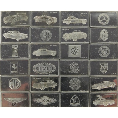 2423 - Twenty four silver car ingots including Bugatti, Lincoln and Porsche examples