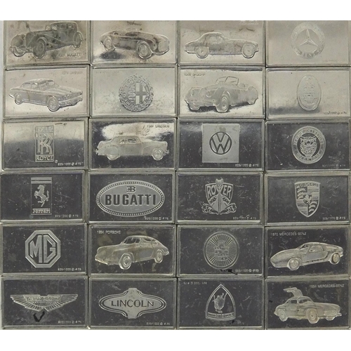 2423 - Twenty four silver car ingots including Bugatti, Lincoln and Porsche examples