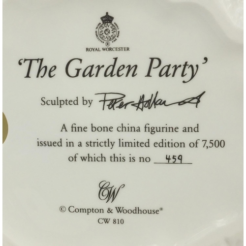 2153 - Royal Worcester figurine The Garden Party, limited edition 459/7500, factory marks to the base, 27cm... 