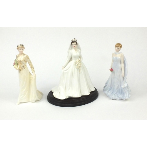 2164 - Three Coalport figures comprising Her Royal Highness the Princess Margaret, with base, 564/7500, Dia... 