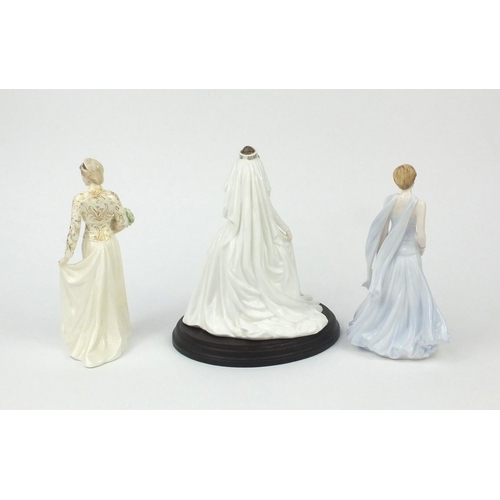 2164 - Three Coalport figures comprising Her Royal Highness the Princess Margaret, with base, 564/7500, Dia... 