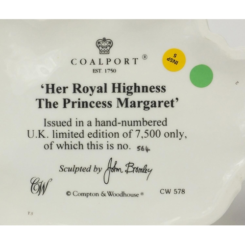 2164 - Three Coalport figures comprising Her Royal Highness the Princess Margaret, with base, 564/7500, Dia... 