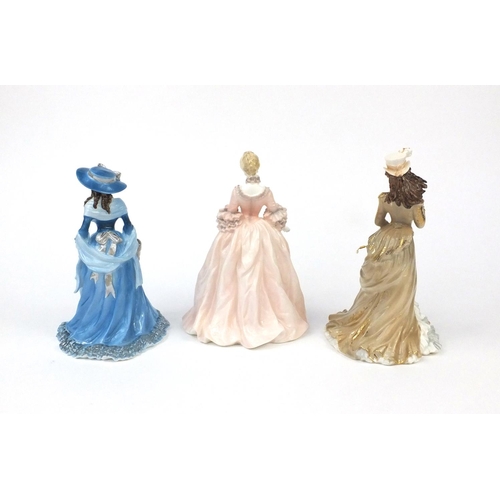 2163 - Three Coalport figures comprising Madame de Pompadour 3507/12500, Helena Riding in Hyde Park 7113/12... 