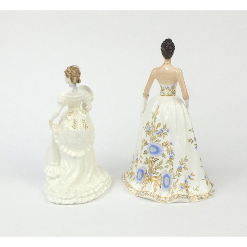 2166 - Two Coalport figurines of the year comprising Catherine 2007 and Rebecca 1999 1593/1999, each with f... 