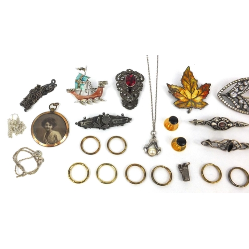 2559 - Silver and white metal jewellery including enamelled brooches, necklaces, earrings etc approximate w... 