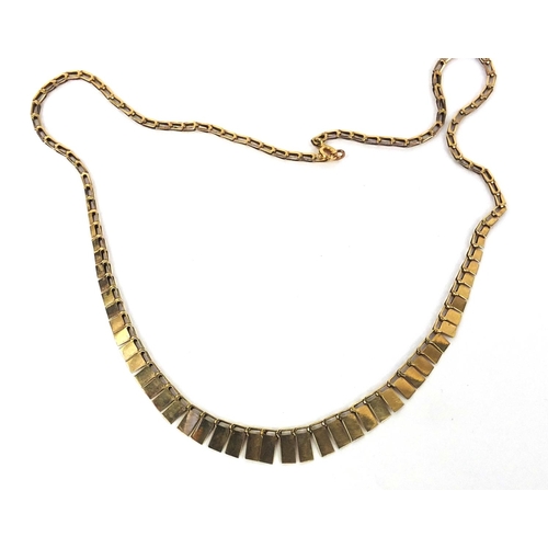 2548 - Stylish 9ct gold necklace, 40cm long, approximate weight 4.7g