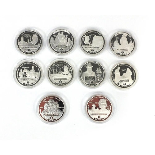 2719 - Set of ten silver proof one crowns from The Victorian Age series including The Great Exhibition, Dea... 