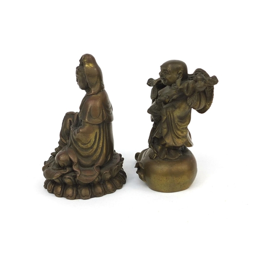 2237A - Two Chinese bronze Buddha's, the largest 10cm high