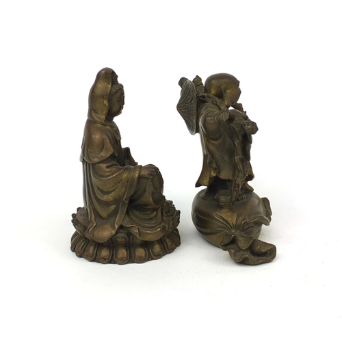 2237A - Two Chinese bronze Buddha's, the largest 10cm high