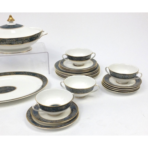 2196 - Collection of Royal Doulton Carlisle pattern dinner/tea ware including tureen, meat plate, dinner pl... 