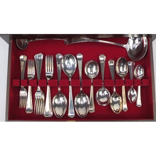 2018 - Eight place canteen of Samuel Peace Sheffield silver plated cutlery, the canteen 18cm high x 55cm wi... 