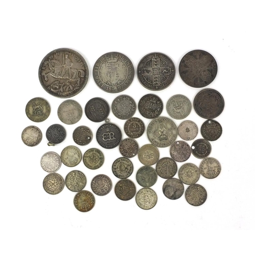 2775 - Group of British 19th century and later coinage, some silver, including 1881 Gothic florin, 1935 roc... 