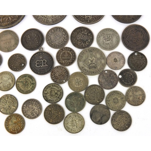 2775 - Group of British 19th century and later coinage, some silver, including 1881 Gothic florin, 1935 roc... 