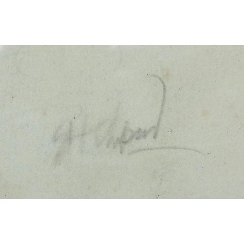 2381A - Pencil sketch onto paper of Winnie the Pooh and Piglet, bearing a signature Shepherd, mounted and fr... 