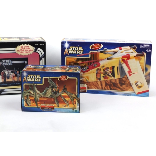 2336 - Five Star Wars vehicles and monsters all boxed, including action figure display diorama, Republic Gu... 