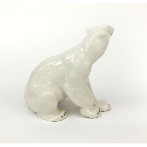 2318 - Large Russian USSR porcelain polar bear, factory marks to the base, 25cm high