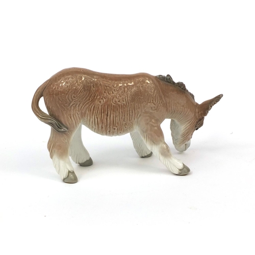 2133 - Lladro model of a donkey, factory marks to the base with box, 19cm in length