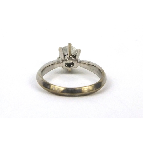 2502 - 9ct white gold diamond solitaire ring, size K, approximate weight 2.4g