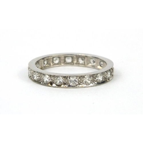 2628 - 9ct white gold cubic zirconia eternity ring, size K, approximate weight 2.0g