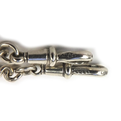 2665 - Silver watch chain, 37cm long, approximate weight 28.2g