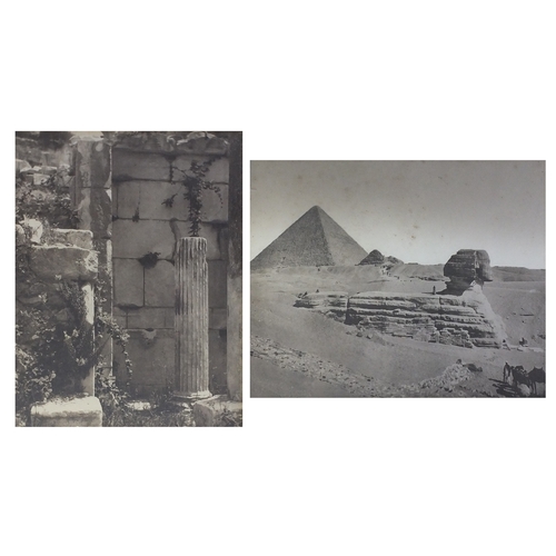 194 - Two Middle Eastern black and white photographs, including on of Egyption pyramids, both housed in oa... 