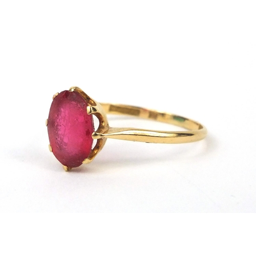 2601 - 18ct gold pink stone solitaire ring, size M, approximate weight 1.8g