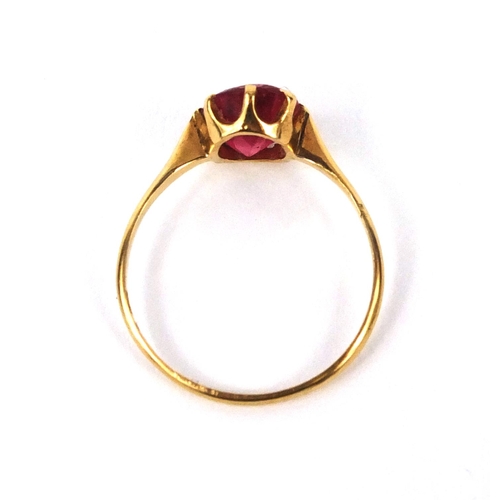 2601 - 18ct gold pink stone solitaire ring, size M, approximate weight 1.8g