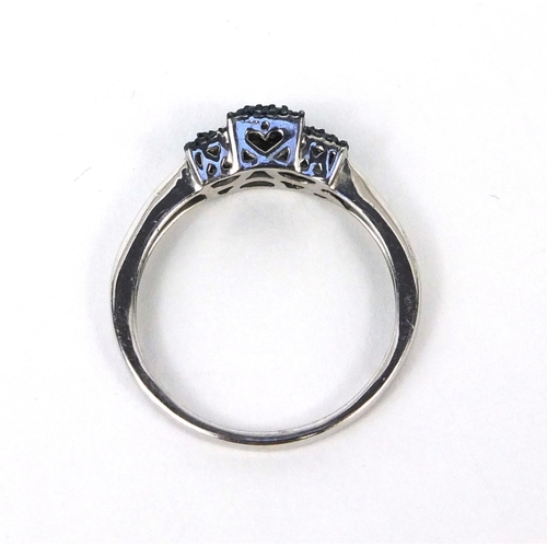 2638 - Silver blue diamond ring, size R, approximate weight 2.2g