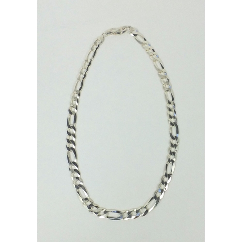 2521 - Large silver figaro link necklace, 60cm long, approximate weight  62.0g