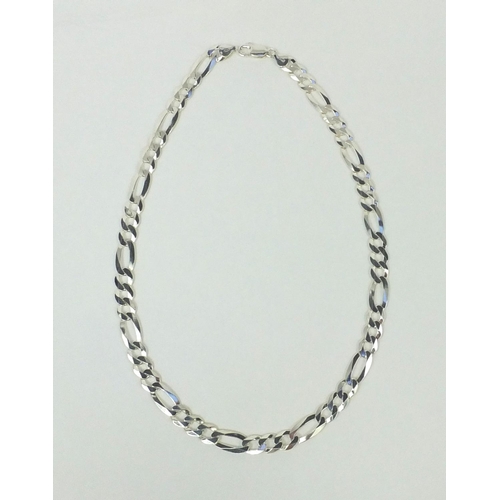 2670 - Large silver figaro link necklace, 50cm long, approximate weight  34.0g