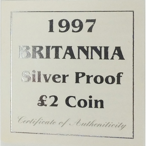 2739 - 1997 Britannia silver proof coin with fitted case and certificate