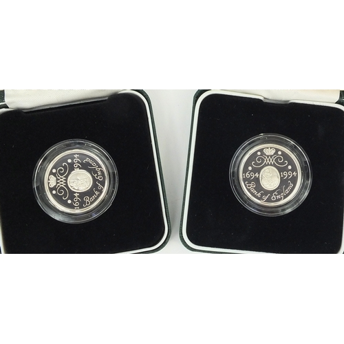 2733 - Four 1994 silver proof £2 coins commemorating the Tercentenary of The Bank of England, together with... 