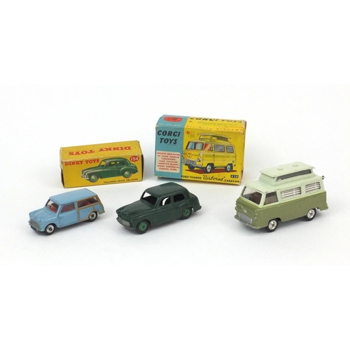 358 - Three vintage die cast vehicles, two with boxes, including Dinky toys Hillman Minx Saloon 154 and Co... 