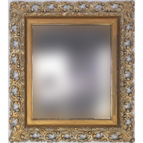 16 - Cream and gilt ornate framed mirror, 90cm x 79cm