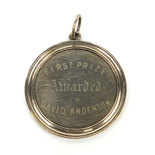 398A - Silver Victorian first prize school award, awarded to David Anderson of Anfield School 1859, 5cm in ... 