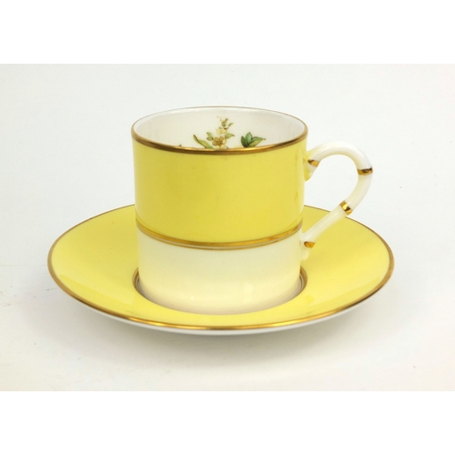 2094 - Set of six Royal Worcester Miranda coffee cans and saucers, with Walker & Hall Sheffield plated teas... 