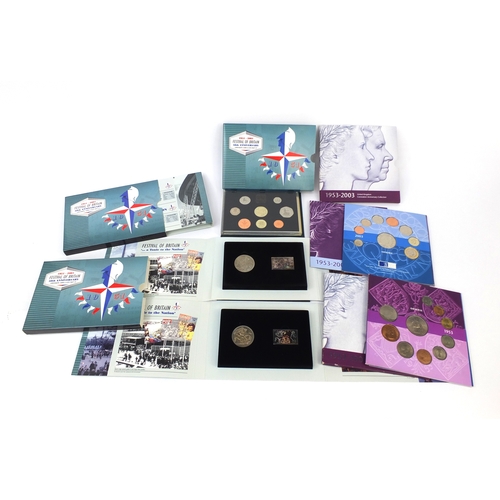 2761 - Proof British coinage, some silver, comprising two 1953-2003 United Kingdom Coronation Anniversary c... 