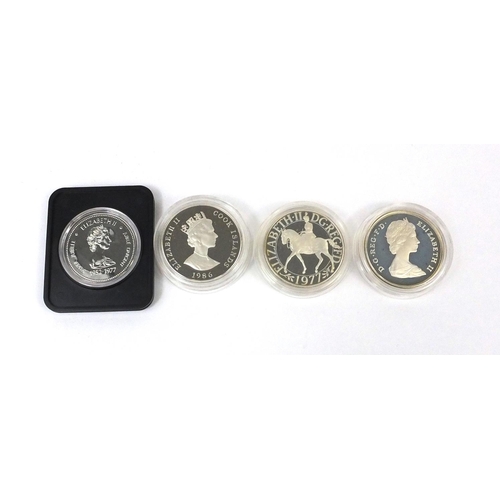 2747 - Four silver proof coins including Cook Islands dollar commemorating Her Majesty Queen Elizabeth II 6... 