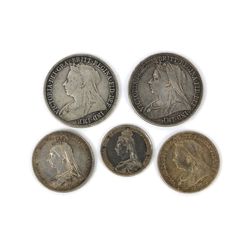 2779 - Five Victorian late 19th cetury silver coins